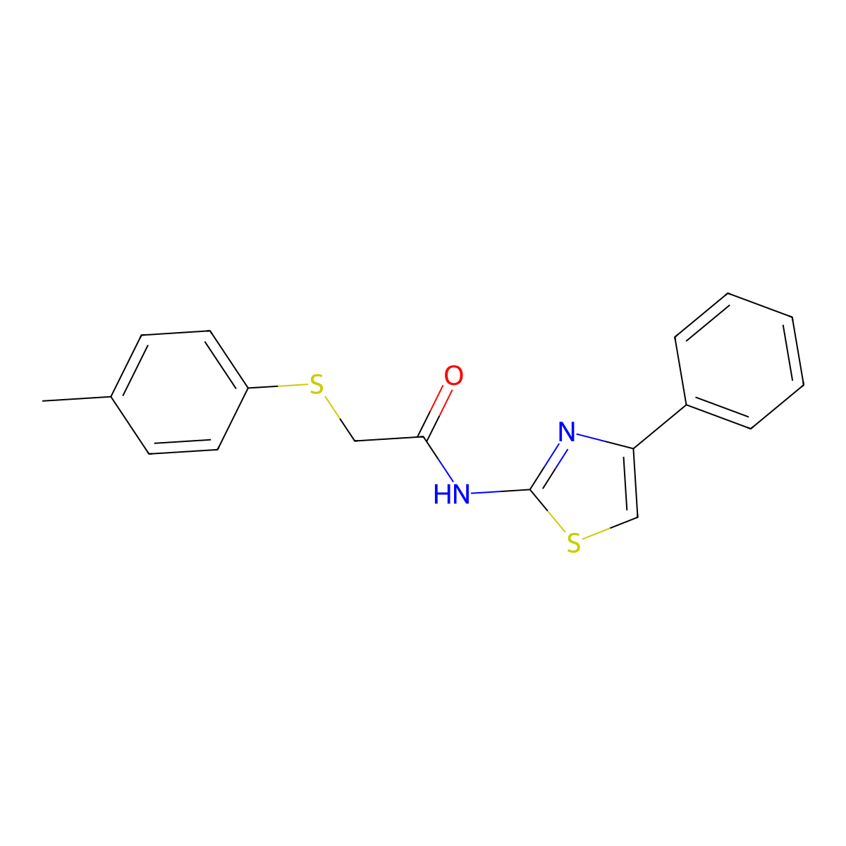 2-[(4-methylphenyl)sulfanyl]-N-(4-phenyl-1,3-thiazol-2-yl)acetamide molecular structure, CAS 338957-73-6