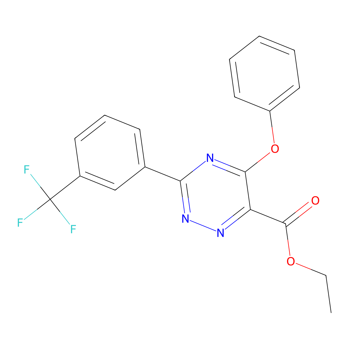 Ethyl 5-phenoxy-3-[3-(trifluoromethyl)phenyl]-1,2,4-triazine-6-carboxylate molecular structure, CAS 338957-78-1