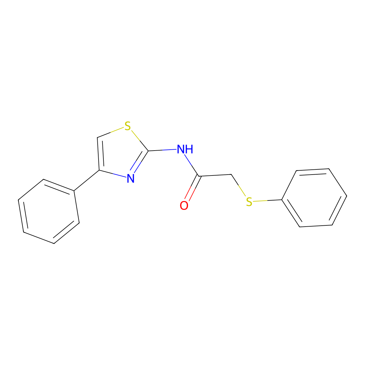 N-(4-phenyl-1,3-thiazol-2-yl)-2-(phenylsulfanyl)acetamide molecular structure, CAS 338957-82-7