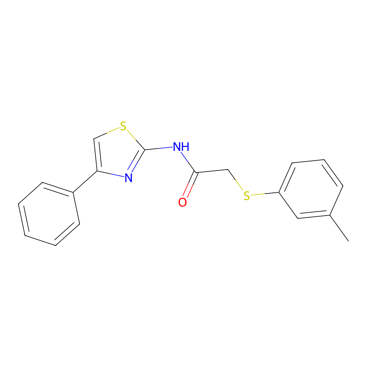 2-[(3-methylphenyl)sulfanyl]-N-(4-phenyl-1,3-thiazol-2-yl)acetamide molecular structure, CAS 338957-85-0