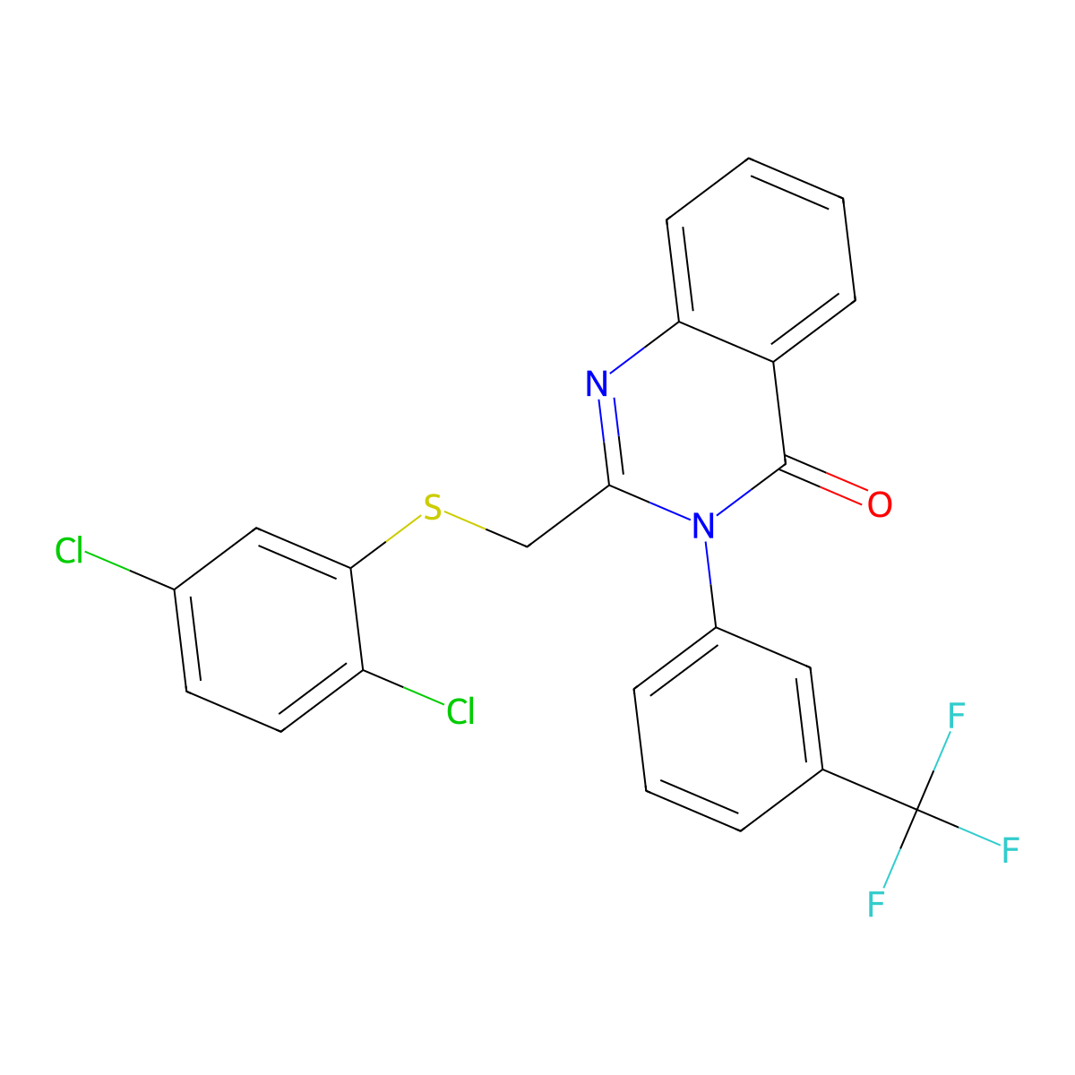 2-[(2,5-Dichlorophenyl)sulfanylmethyl]-3-[3-(trifluoromethyl)phenyl]quinazolin-4-one molecular structure, CAS 338957-87-2