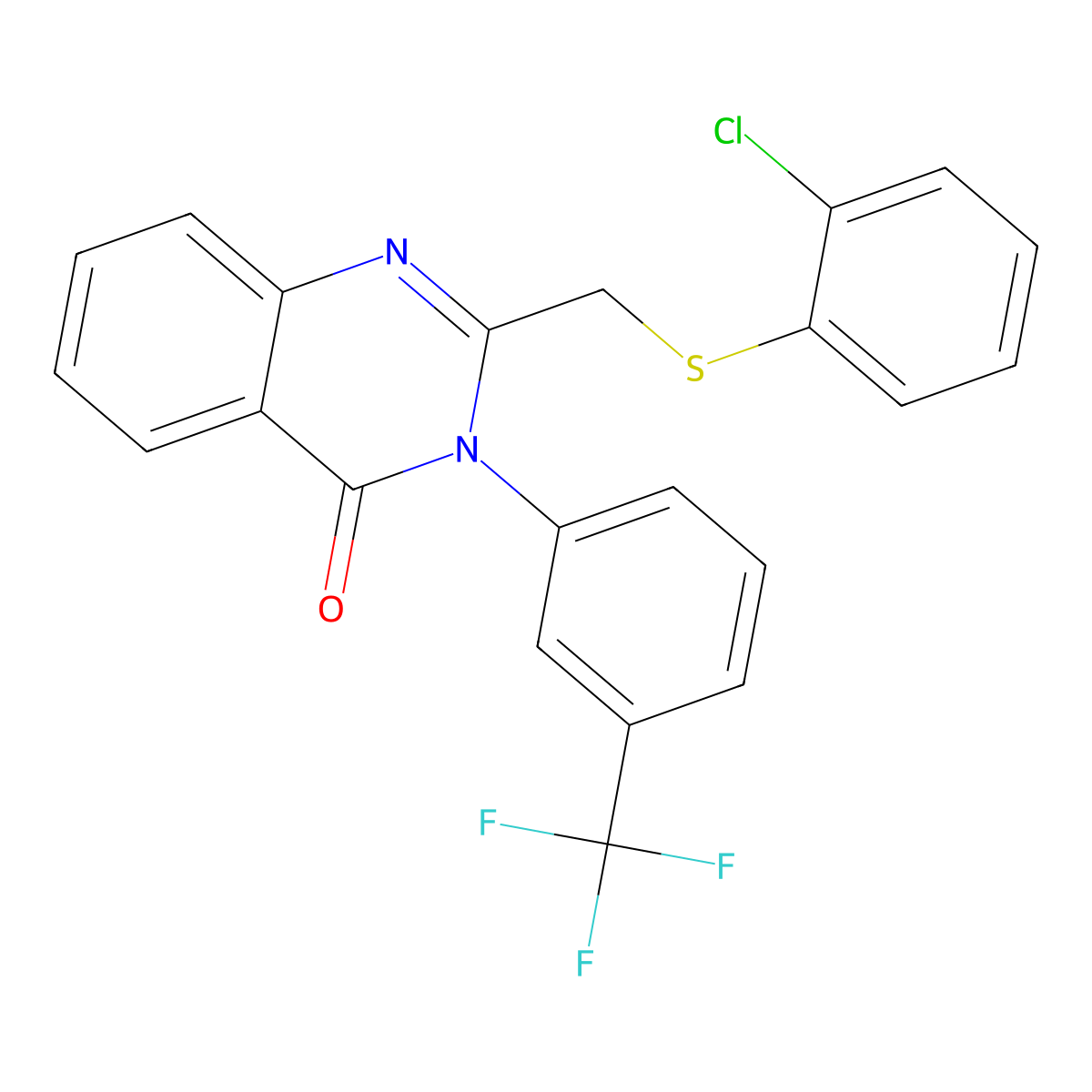 2-[(2-Chlorophenyl)sulfanylmethyl]-3-[3-(trifluoromethyl)phenyl]quinazolin-4-one molecular structure, CAS 338957-88-3