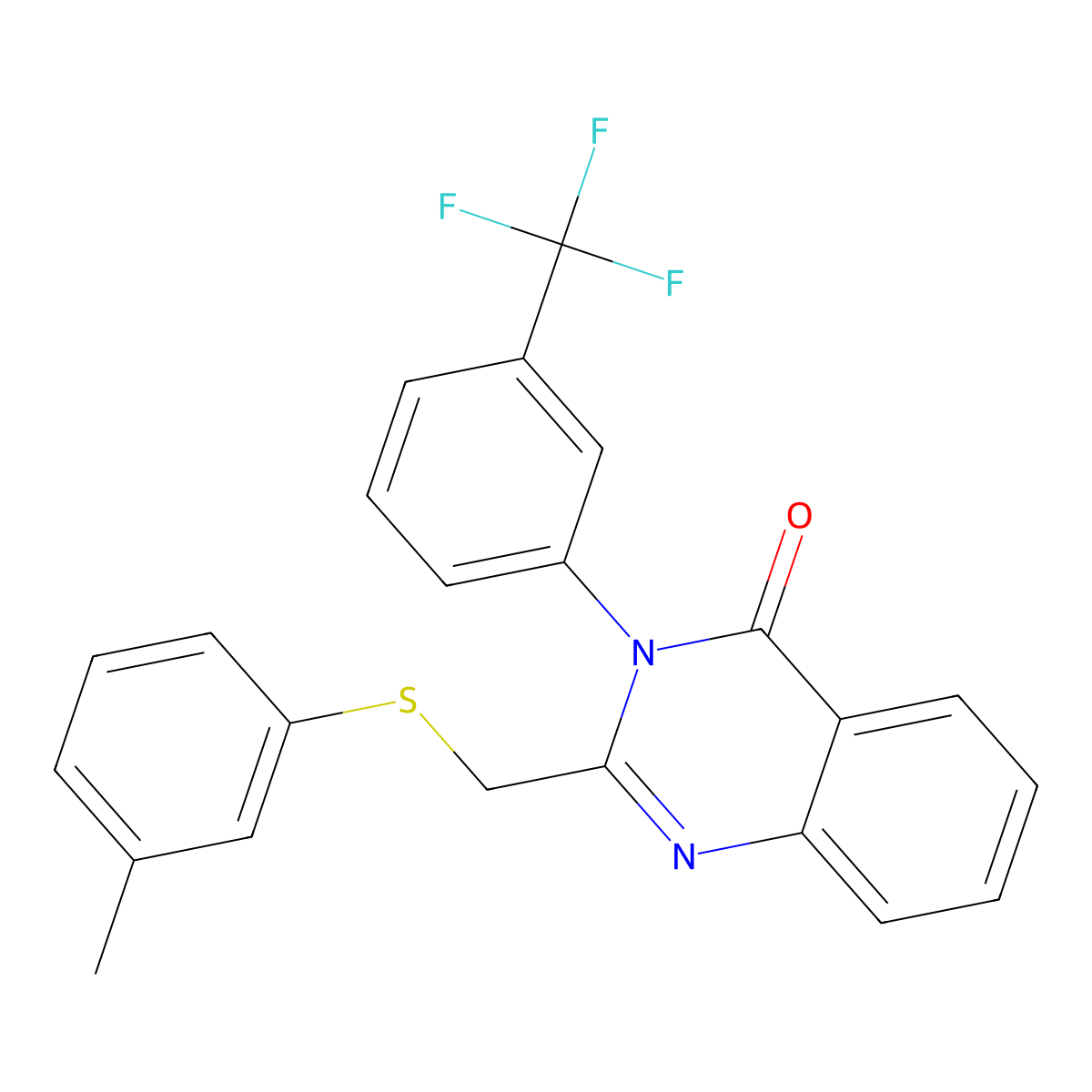 2-[(3-Methylphenyl)sulfanylmethyl]-3-[3-(trifluoromethyl)phenyl]quinazolin-4-one molecular structure, CAS 338957-89-4