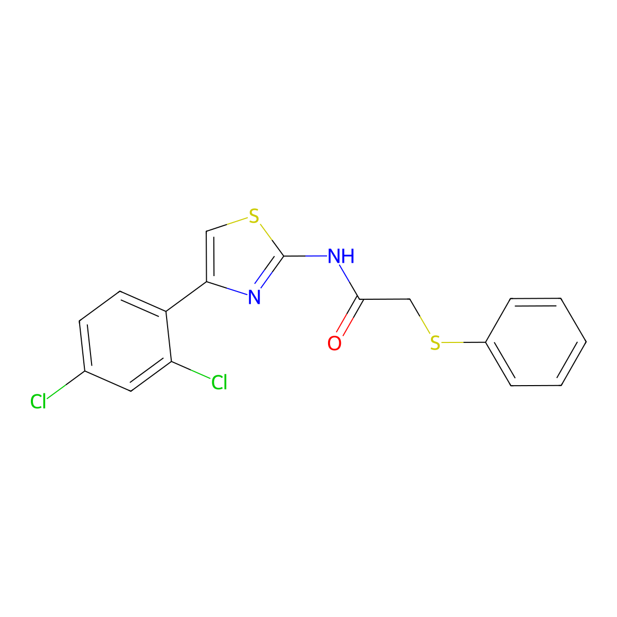 N-[4-(2,4-dichlorophenyl)-1,3-thiazol-2-yl]-2-(phenylsulfanyl)acetamide molecular structure, CAS 338957-90-7