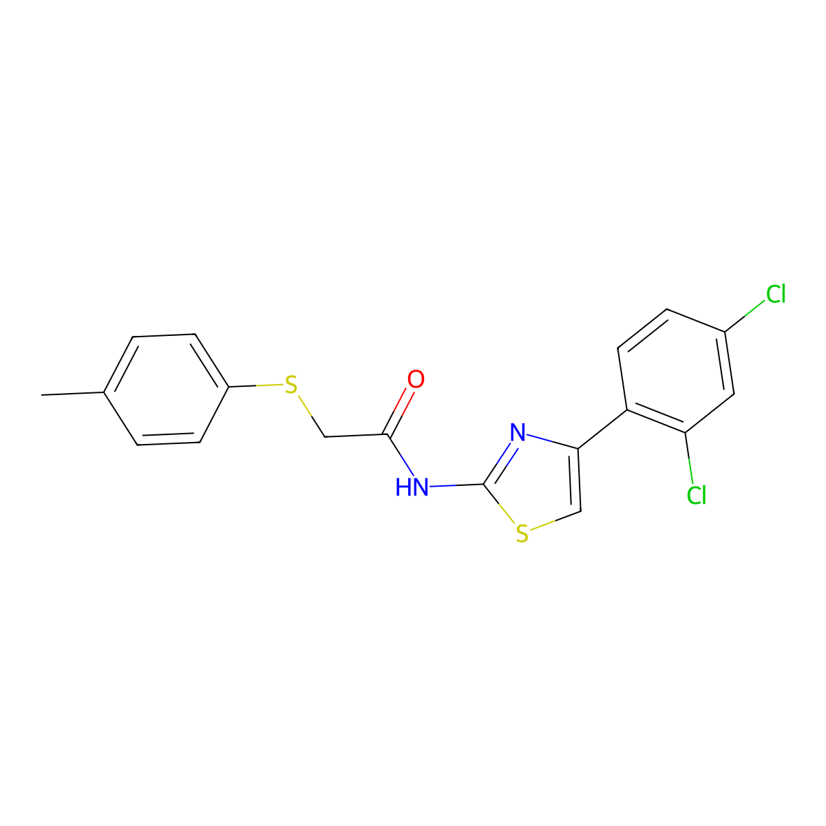 N-[4-(2,4-dichlorophenyl)-1,3-thiazol-2-yl]-2-[(4-methylphenyl)sulfanyl]acetamide molecular structure, CAS 338957-92-9