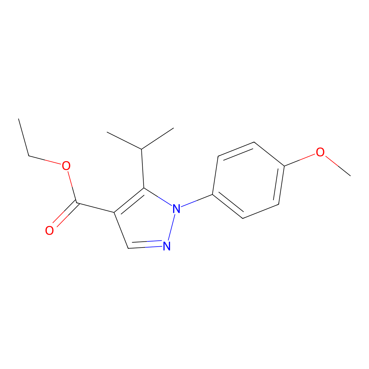 ethyl 1-(4-methoxyphenyl)-5-(propan-2-yl)-1H-pyrazole-4-carboxylate molecular structure, CAS 338959-54-9