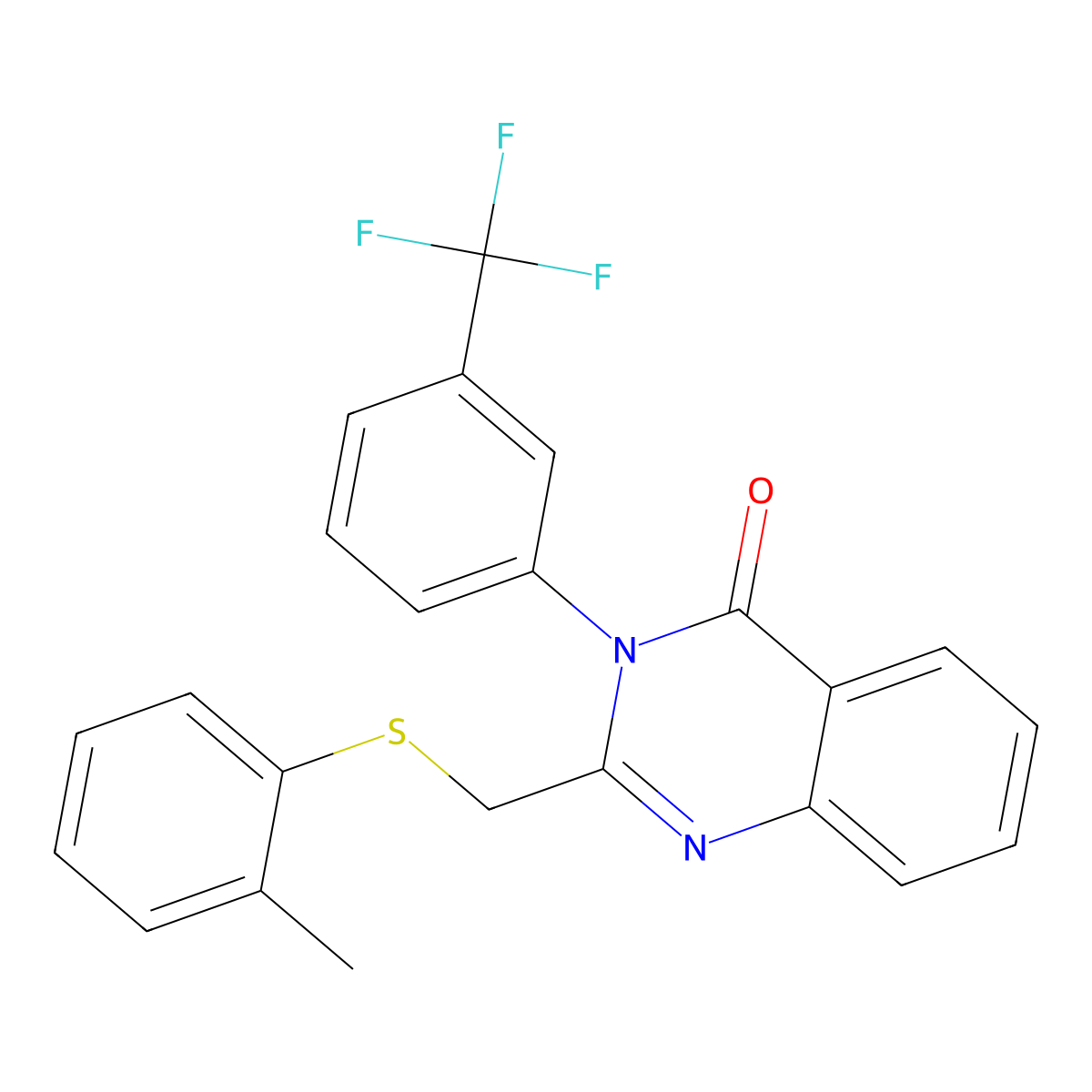 2-[(2-Methylphenyl)sulfanylmethyl]-3-[3-(trifluoromethyl)phenyl]quinazolin-4-one molecular structure, CAS 338959-61-8