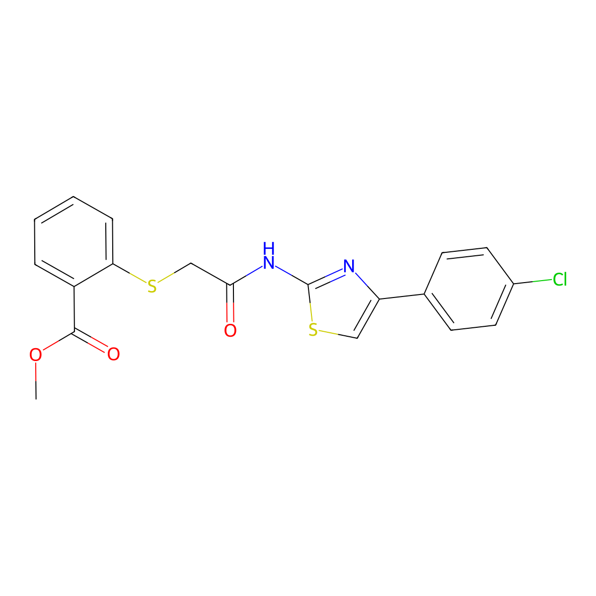Methyl 2-[(2-{[4-(4-chlorophenyl)-1,3-thiazol-2-yl]amino}-2-oxoethyl)sulfanyl]benzenecarboxylate molecular structure, CAS 338959-64-1