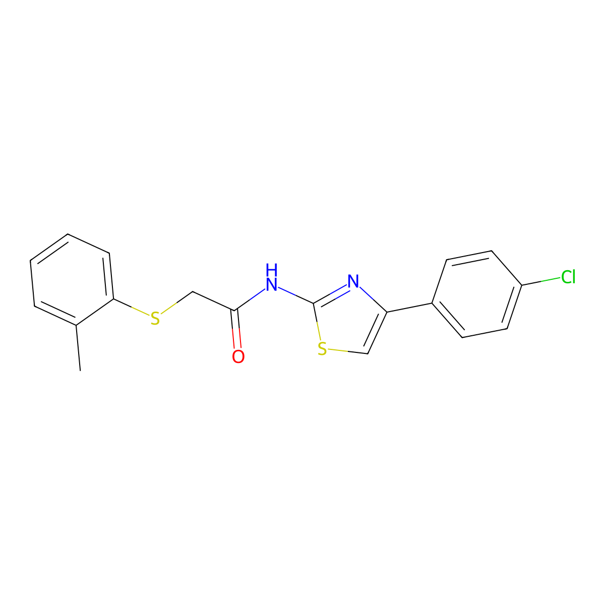 N-[4-(4-chlorophenyl)-1,3-thiazol-2-yl]-2-[(2-methylphenyl)sulfanyl]acetamide molecular structure, CAS 338959-65-2