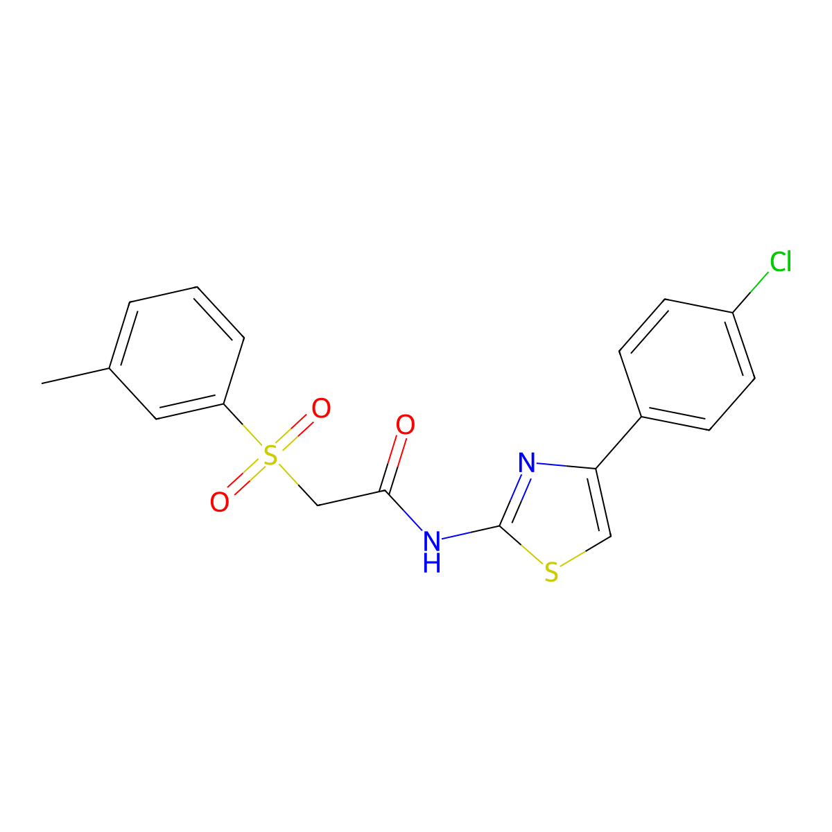 N-[4-(4-chlorophenyl)-1,3-thiazol-2-yl]-2-[(3-methylphenyl)sulfonyl]acetamide molecular structure, CAS 338959-67-4