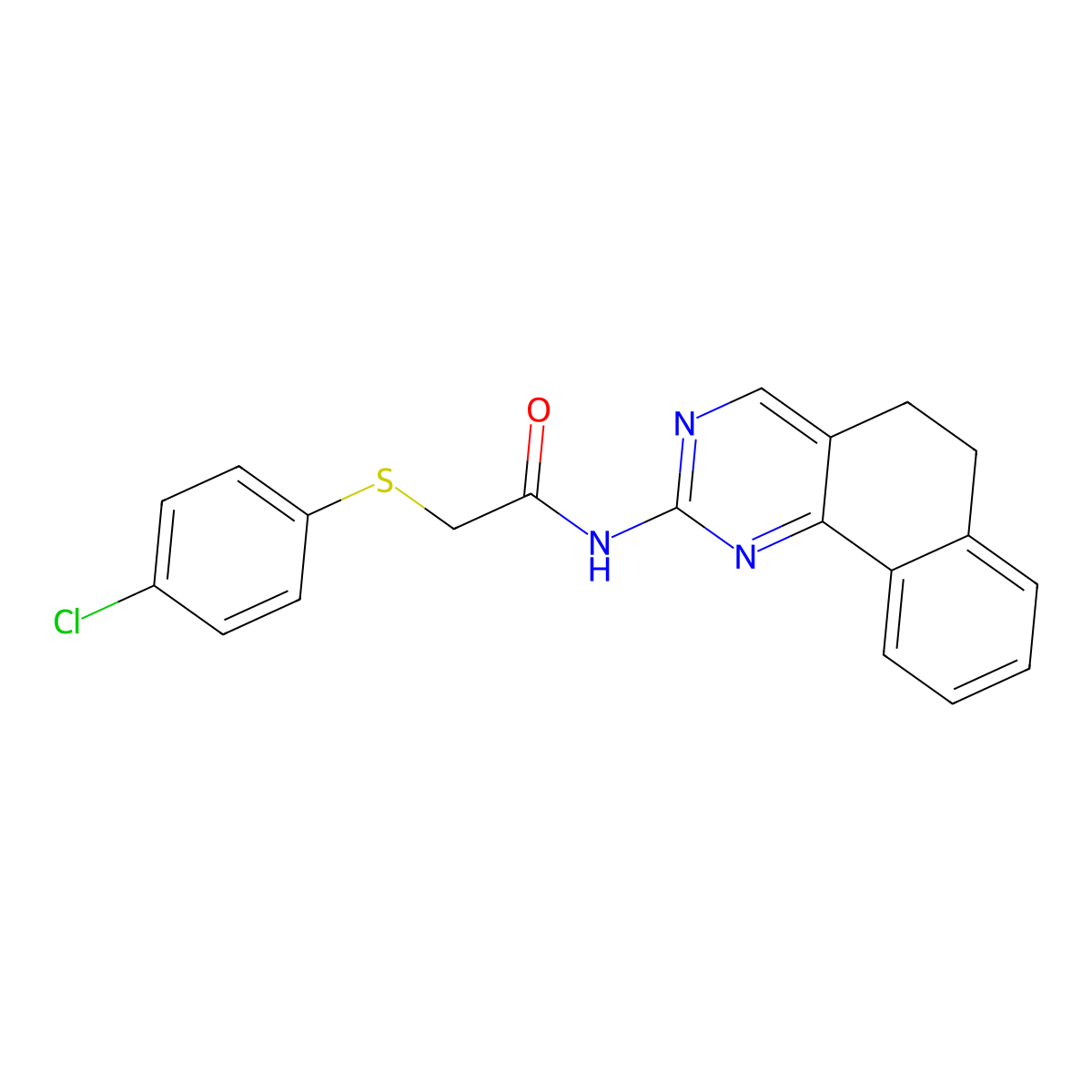 2-[(4-chlorophenyl)sulfanyl]-N-(5,6-dihydrobenzo[h]quinazolin-2-yl)acetamide molecular structure, CAS 338959-76-5