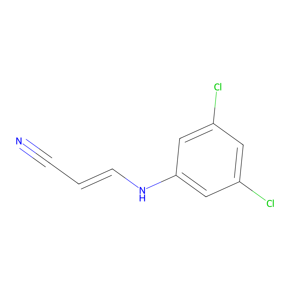 (2E)-3-[(3,5-dichlorophenyl)amino]prop-2-enenitrile molecular structure, CAS 338959-87-8