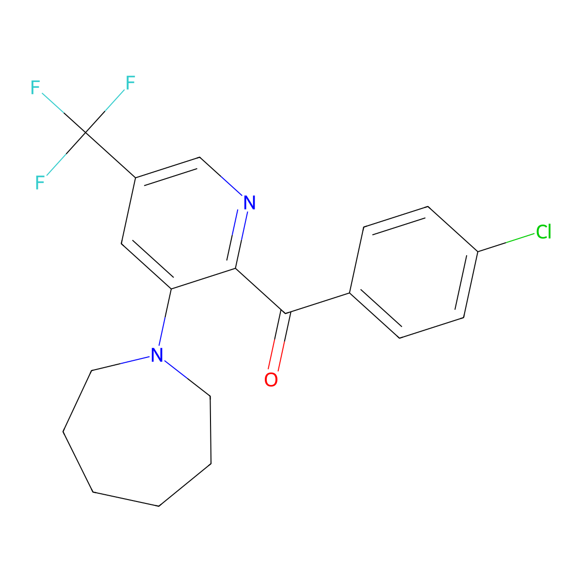 [3-(1-Azepanyl)-5-(trifluoromethyl)-2-pyridinyl](4-chlorophenyl)methanone molecular structure, CAS 338959-89-0