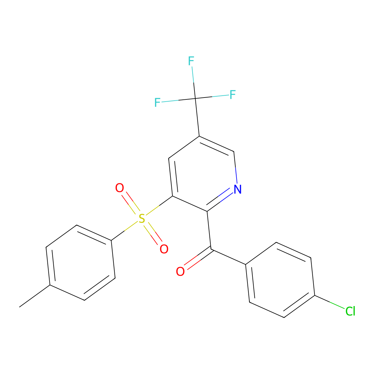 (4-Chlorophenyl)[3-[(4-methylphenyl)sulfonyl]-5-(trifluoromethyl)-2-pyridinyl]methanone molecular structure, CAS 338959-92-5