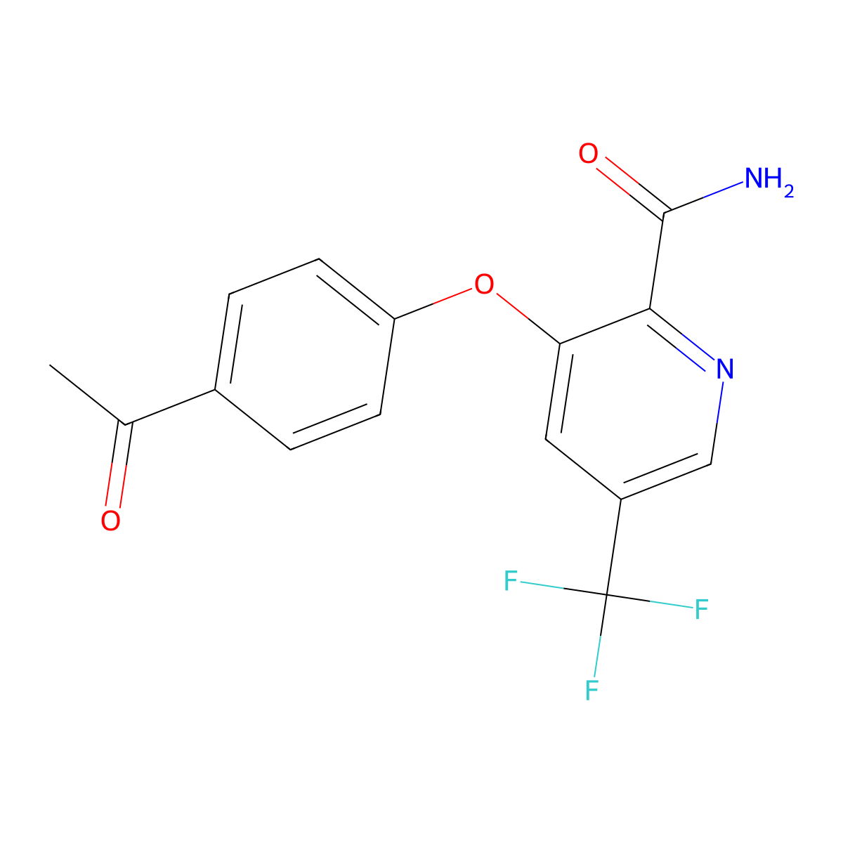 3-(4-Acetylphenoxy)-5-(trifluoromethyl)pyridine-2-carboxamide molecular structure, CAS 338959-94-7