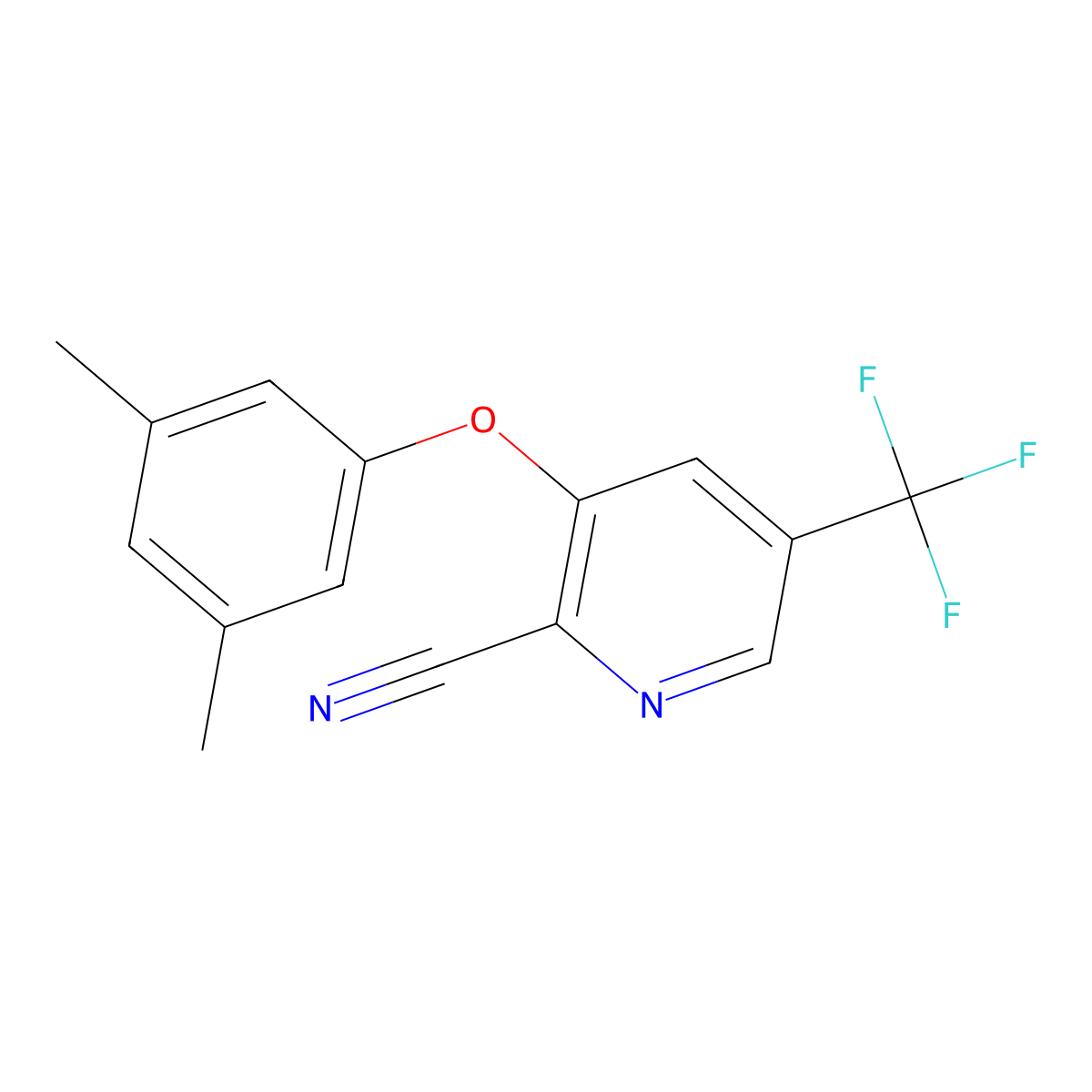 3-(3,5-Dimethyl-phenoxy)-5-trifluoromethyl-pyridine-2-carbonitrile molecular structure, CAS 338960-02-4