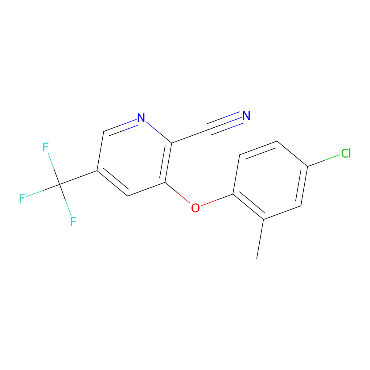 3-(4-Chloro-2-methylphenoxy)-5-(trifluoromethyl)pyridine-2-carbonitrile molecular structure, CAS 338960-03-5