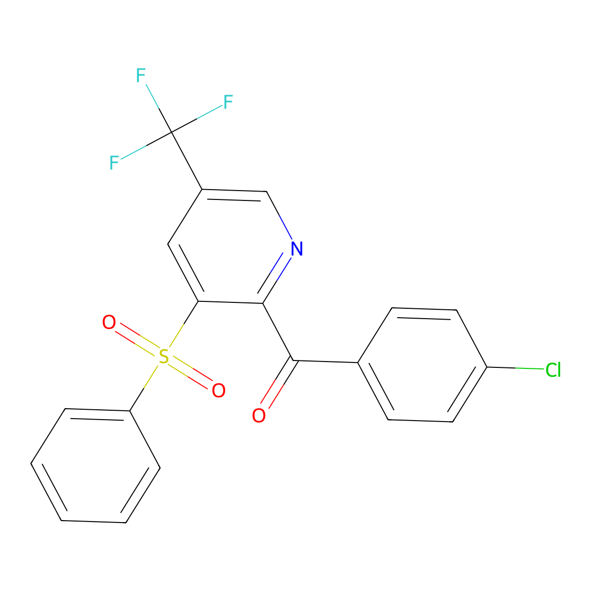 (4-Chlorophenyl)[3-(phenylsulfonyl)-5-(trifluoromethyl)-2-pyridinyl]methanone molecular structure, CAS 338960-06-8