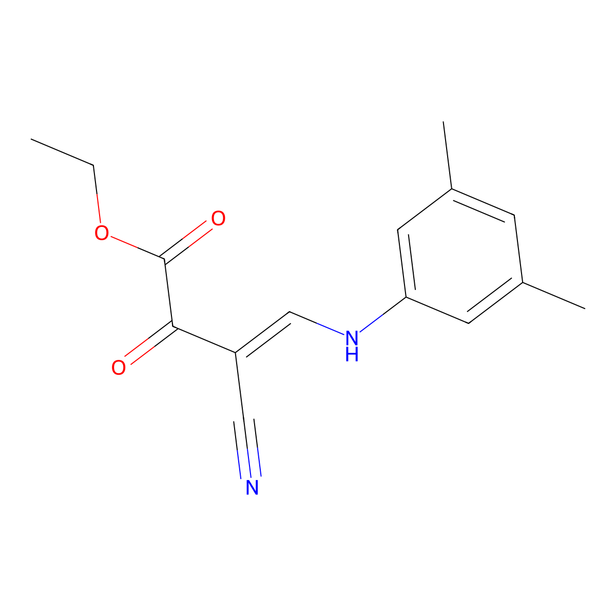 Ethyl 3-cyano-4-(3,5-dimethylanilino)-2-oxo-3-butenoate molecular structure, CAS 338960-10-4