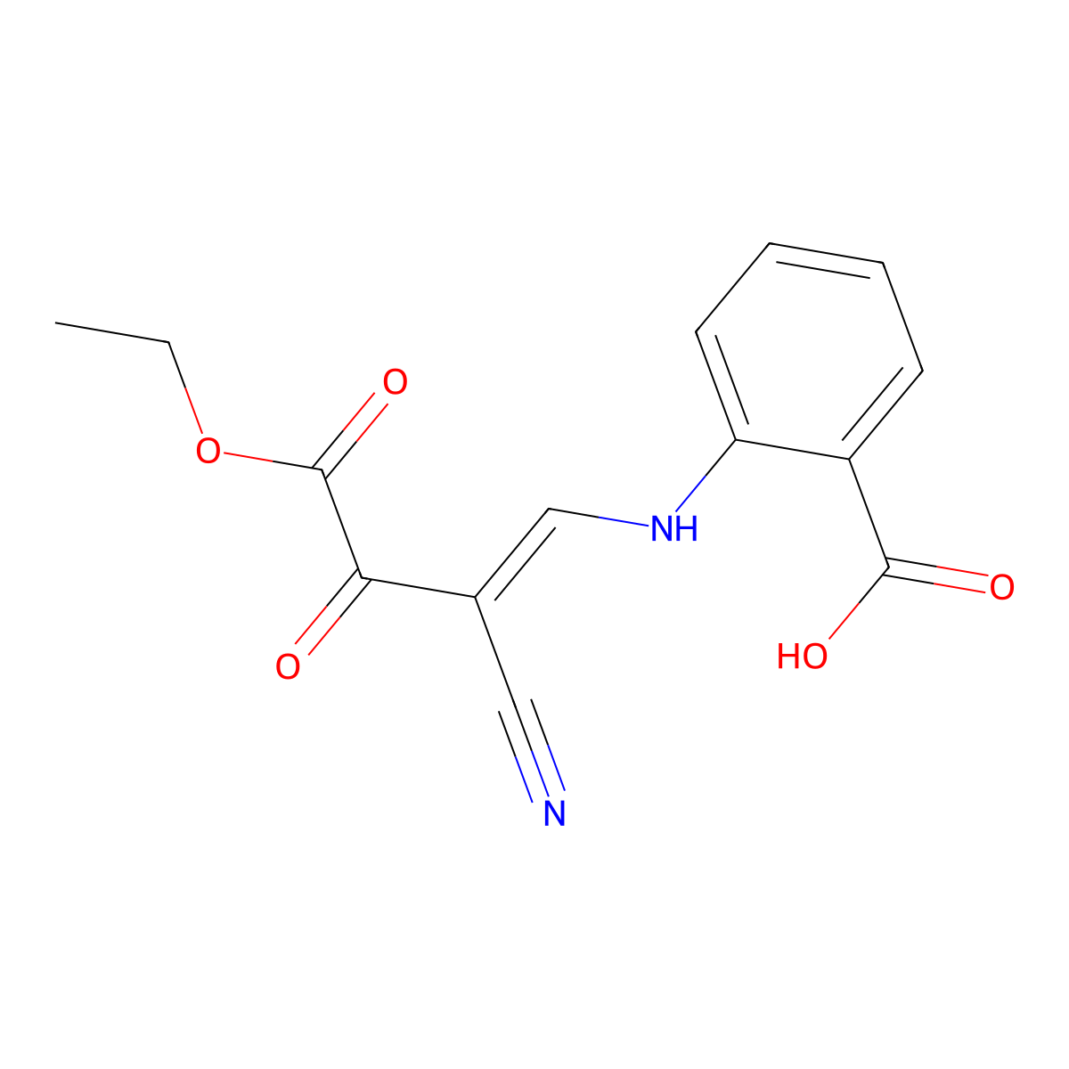 2-[(2-Cyano-4-ethoxy-3,4-dioxo-1-butenyl)amino]benzenecarboxylic acid molecular structure, CAS 338960-20-6