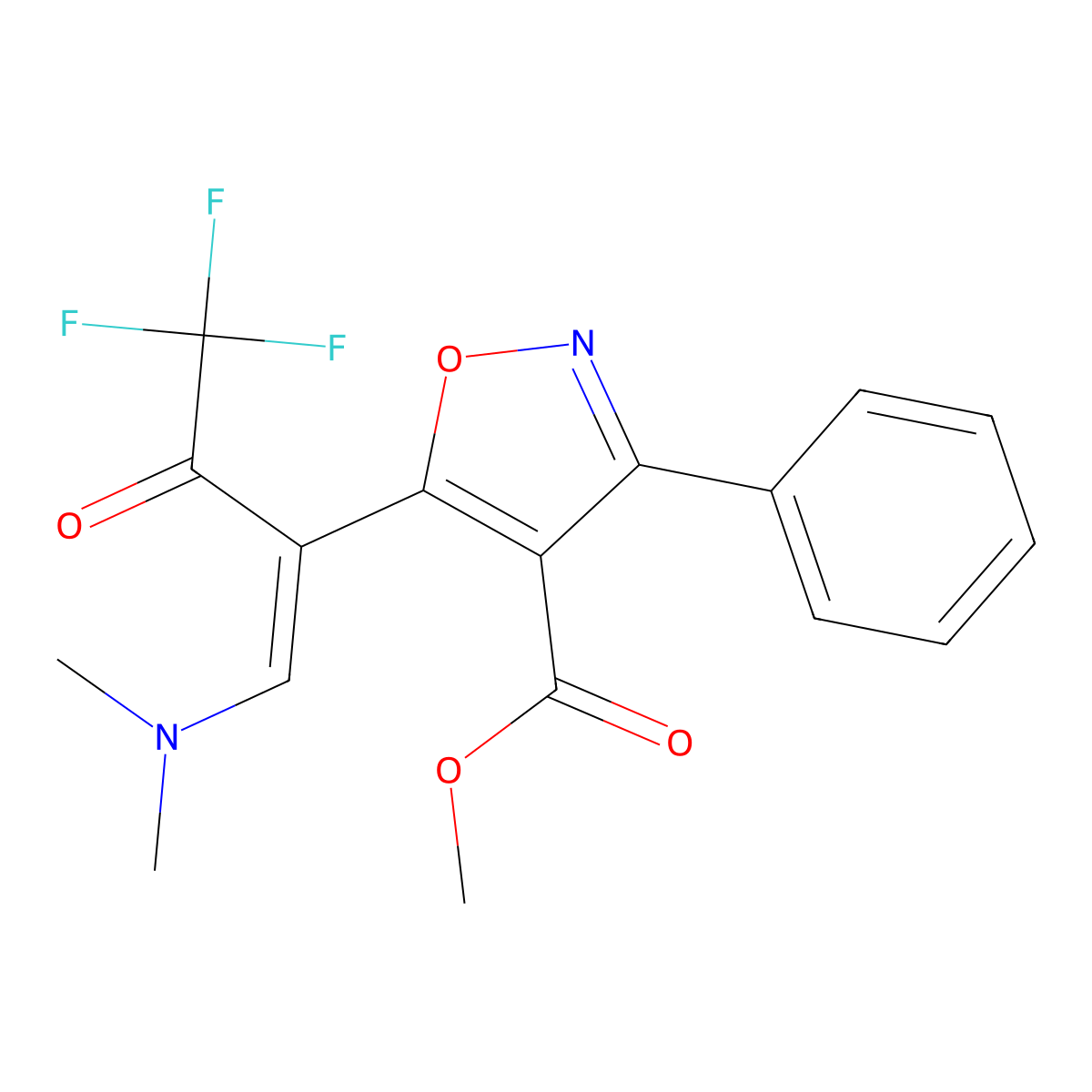methyl 5-[(1Z)-1-(dimethylamino)-4,4,4-trifluoro-3-oxobut-1-en-2-yl]-3-phenyl-1,2-oxazole-4-carboxylate molecular structure, CAS 338960-24-0