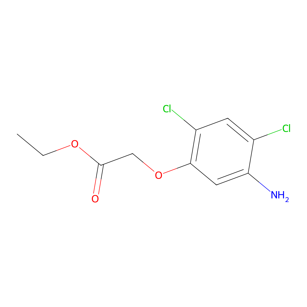 Ethyl 2-(5-amino-2,4-dichlorophenoxy)acetate molecular structure, CAS 338960-27-3