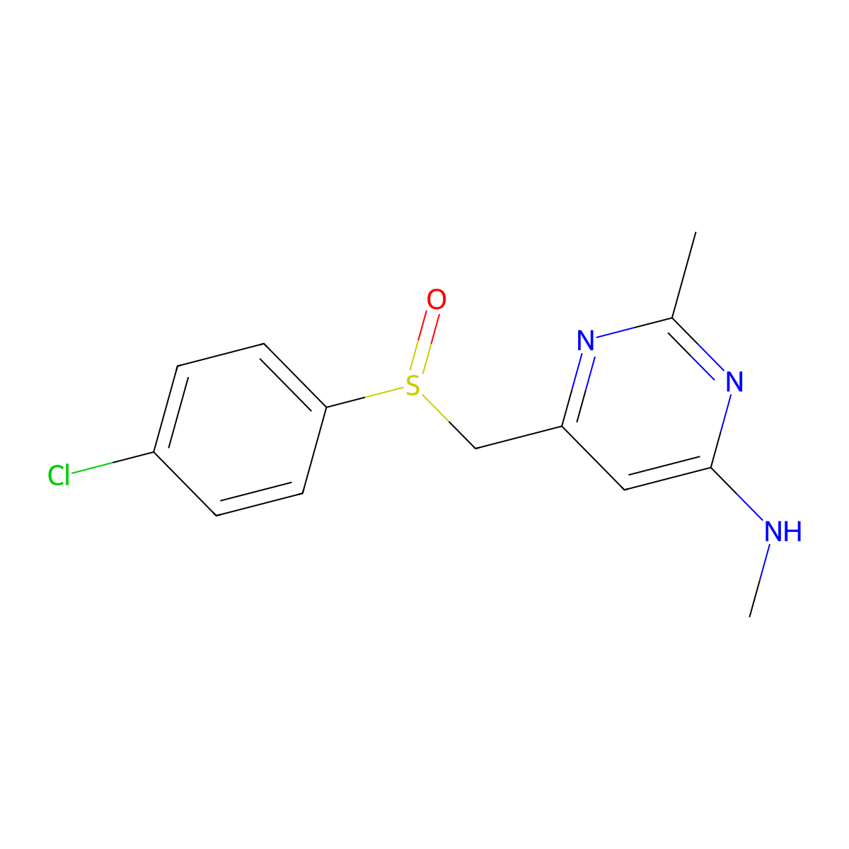 N-(6-{[(4-chlorophenyl)sulfinyl]methyl}-2-methyl-4-pyrimidinyl)-N-methylamine molecular structure, CAS 338960-34-2