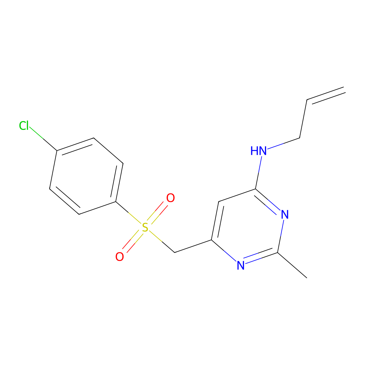 N-allyl-6-{[(4-chlorophenyl)sulfonyl]methyl}-2-methyl-4-pyrimidinamine molecular structure, CAS 338960-56-8