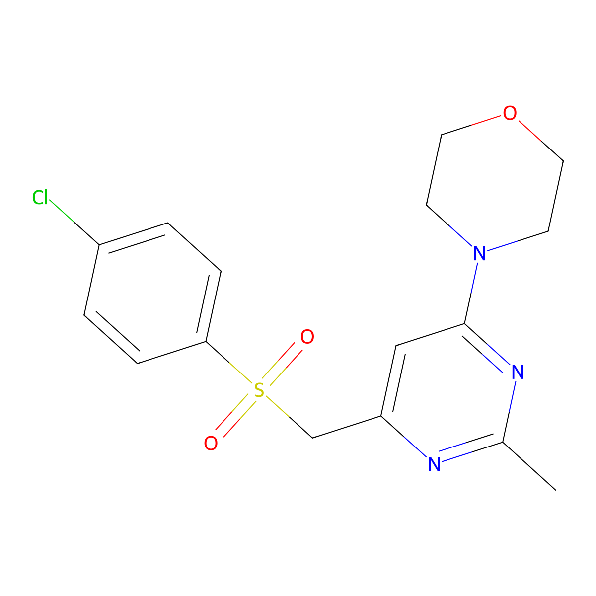 4-(6-(((4-Chlorophenyl)sulfonyl)methyl)-2-methyl-4-pyrimidinyl)morpholine molecular structure, CAS 338960-59-1