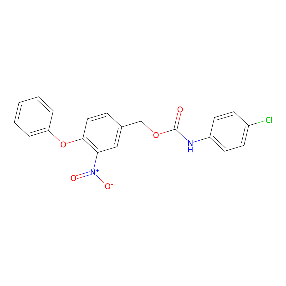 3-nitro-4-phenoxybenzyl N-(4-chlorophenyl)carbamate molecular structure, CAS 338960-79-5