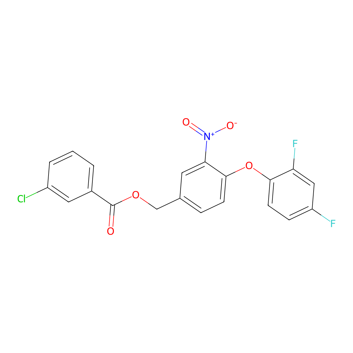[4-(2,4-Difluorophenoxy)-3-nitrophenyl]methyl 3-chlorobenzoate molecular structure, CAS 338960-94-4