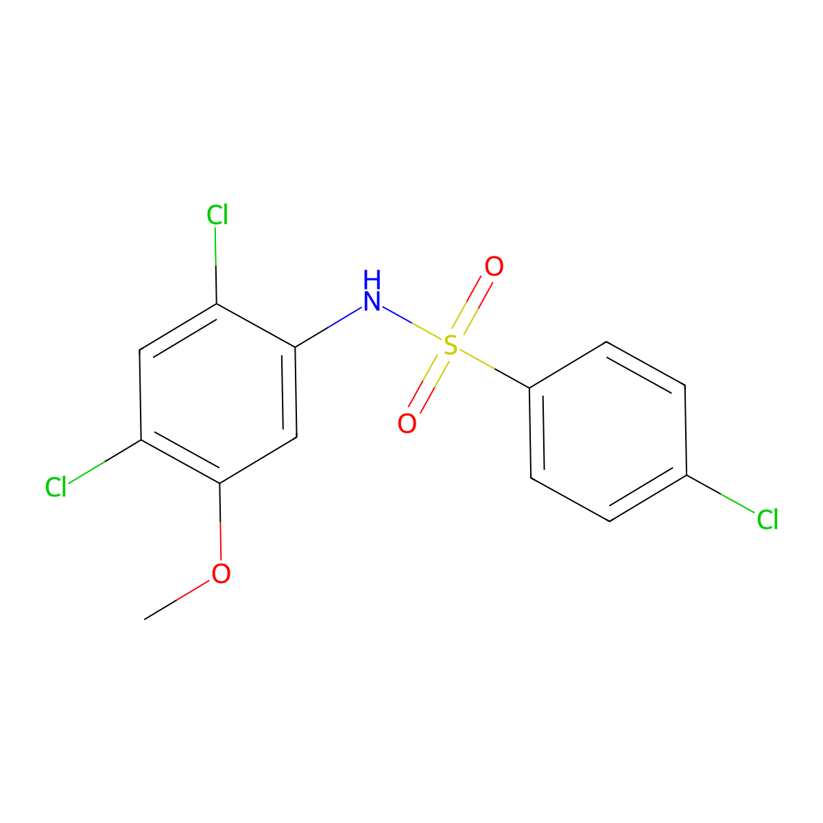 4-chloro-N-(2,4-dichloro-5-methoxyphenyl)benzenesulfonamide molecular structure, CAS 338961-06-1
