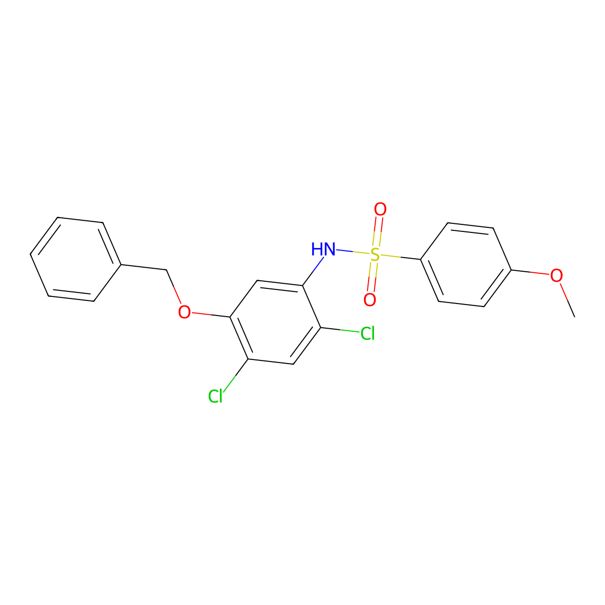 N-(5-(Benzyloxy)-2,4-dichlorophenyl)-4-methoxybenzenesulfonamide molecular structure, CAS 338961-07-2