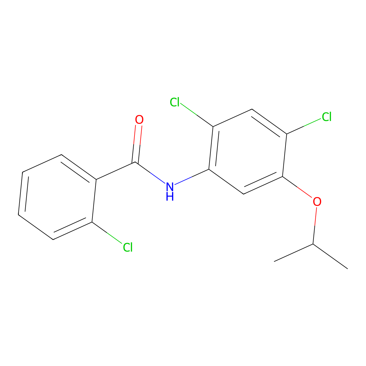 2-chloro-N-(2,4-dichloro-5-isopropoxyphenyl)benzenecarboxamide molecular structure, CAS 338961-15-2