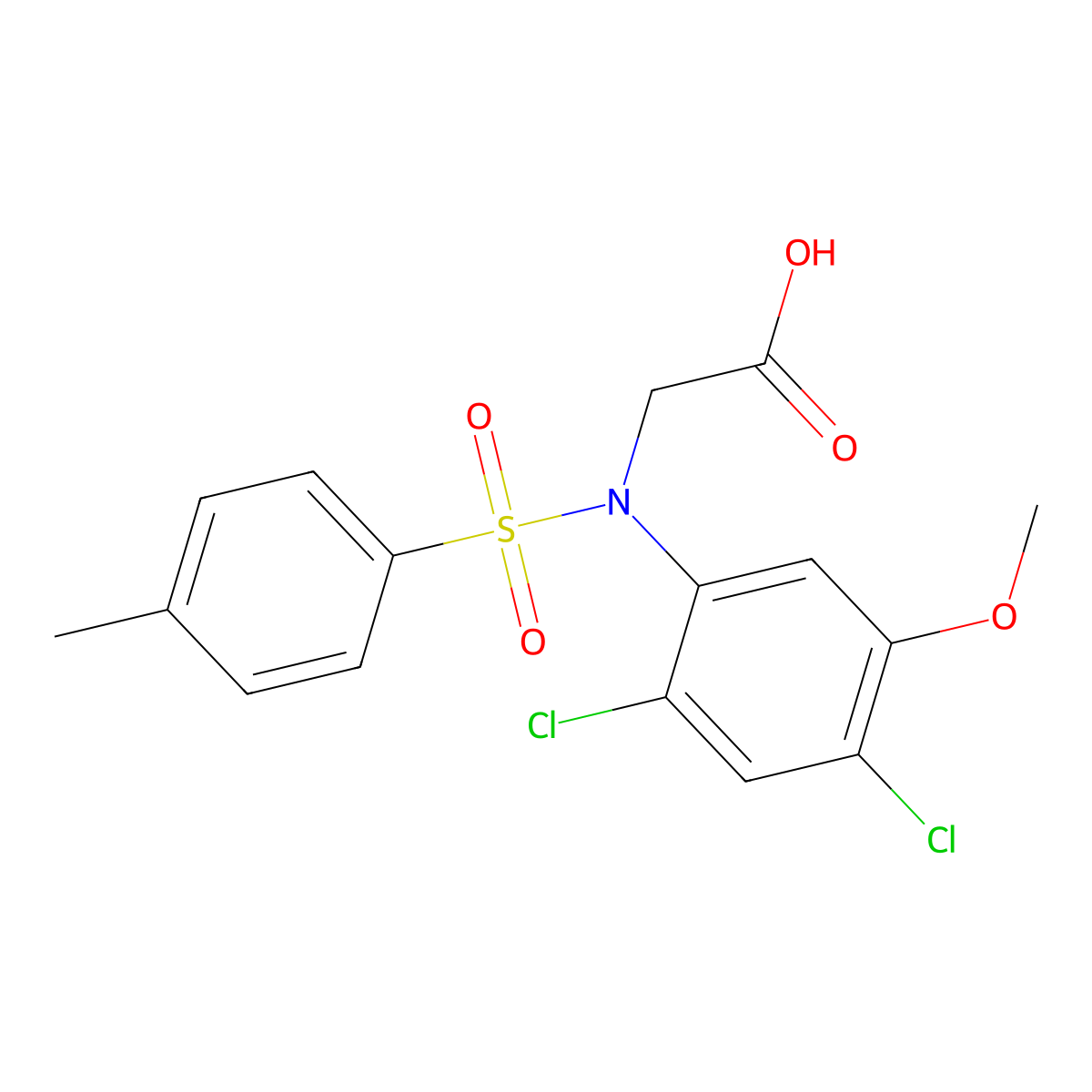 2-(2,4-Dichloro-5-methoxy((4-methylphenyl)sulfonyl)anilino)acetic acid molecular structure, CAS 338961-17-4
