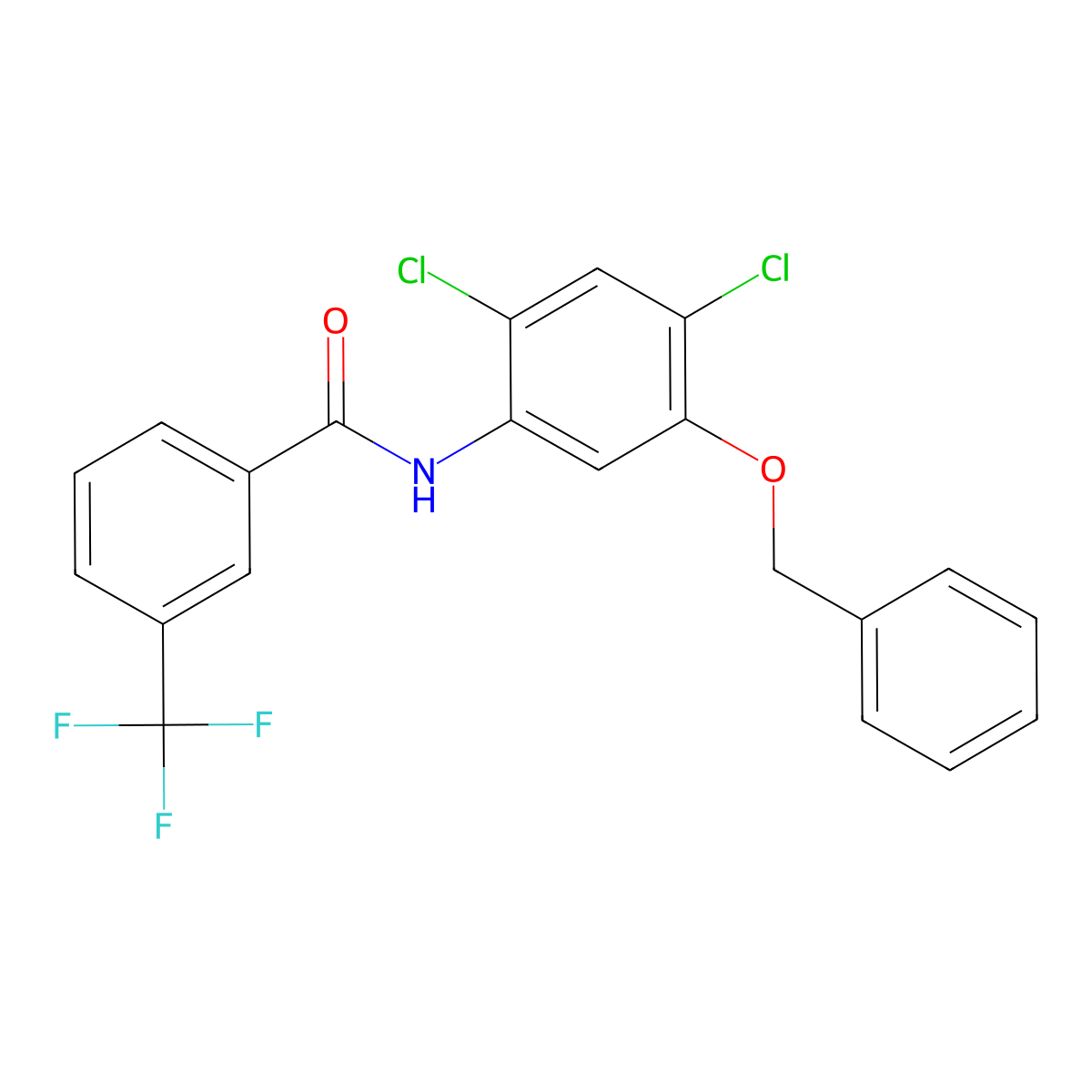 N-(5-(Benzyloxy)-2,4-dichlorophenyl)-3-(trifluoromethyl)benzenecarboxamide molecular structure, CAS 338961-19-6