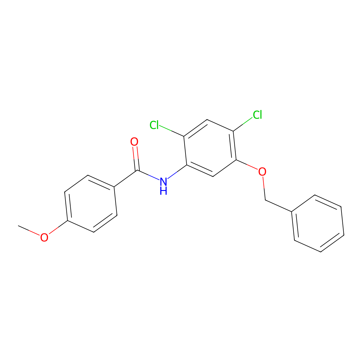 N-(5-(Benzyloxy)-2,4-dichlorophenyl)-4-methoxybenzenecarboxamide molecular structure, CAS 338961-22-1