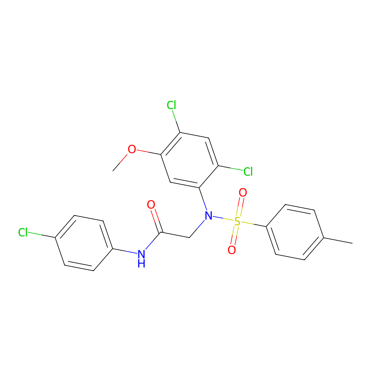 N-(4-Chlorophenyl)-2-(2,4-dichloro-5-methoxy((4-methylphenyl)sulfonyl)anilino)acetamide molecular structure, CAS 338961-24-3
