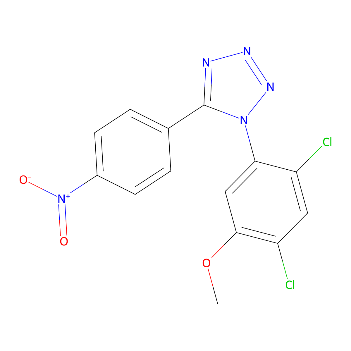 1-(2,4-dichloro-5-methoxyphenyl)-5-(4-nitrophenyl)-1H-1,2,3,4-tetraazole molecular structure, CAS 338961-26-5