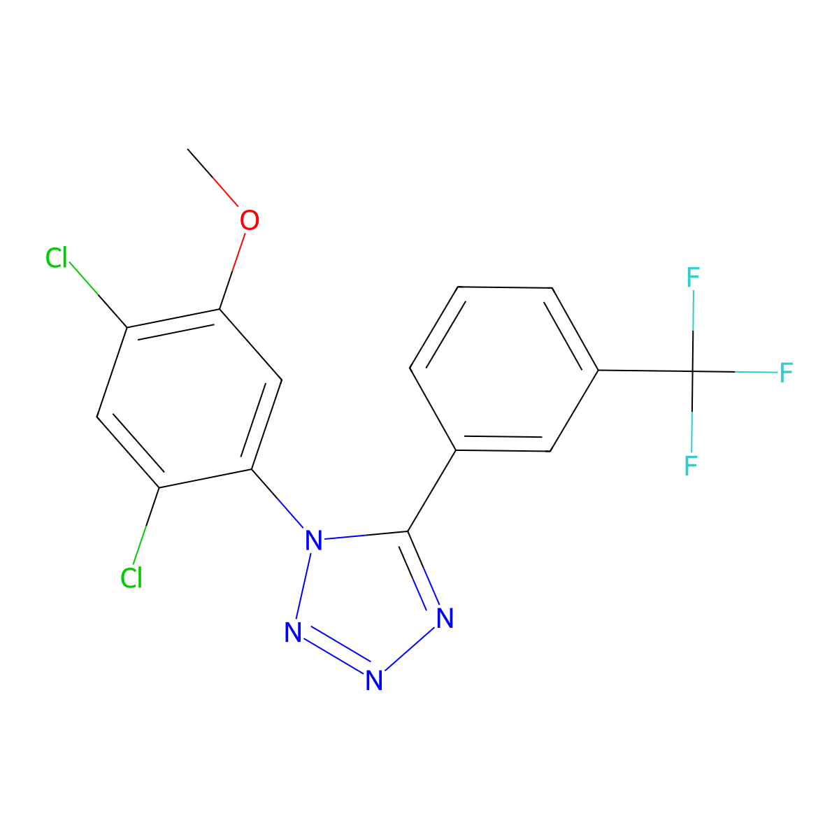1-(2,4-Dichloro-5-methoxyphenyl)-5-(3-(trifluoromethyl)phenyl)-1H-1,2,3,4-tetraazole molecular structure, CAS 338961-27-6