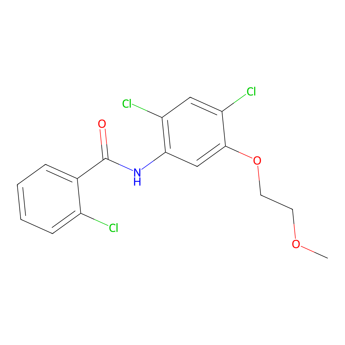 2-chloro-N-[2,4-dichloro-5-(2-methoxyethoxy)phenyl]benzamide molecular structure, CAS 338961-31-2