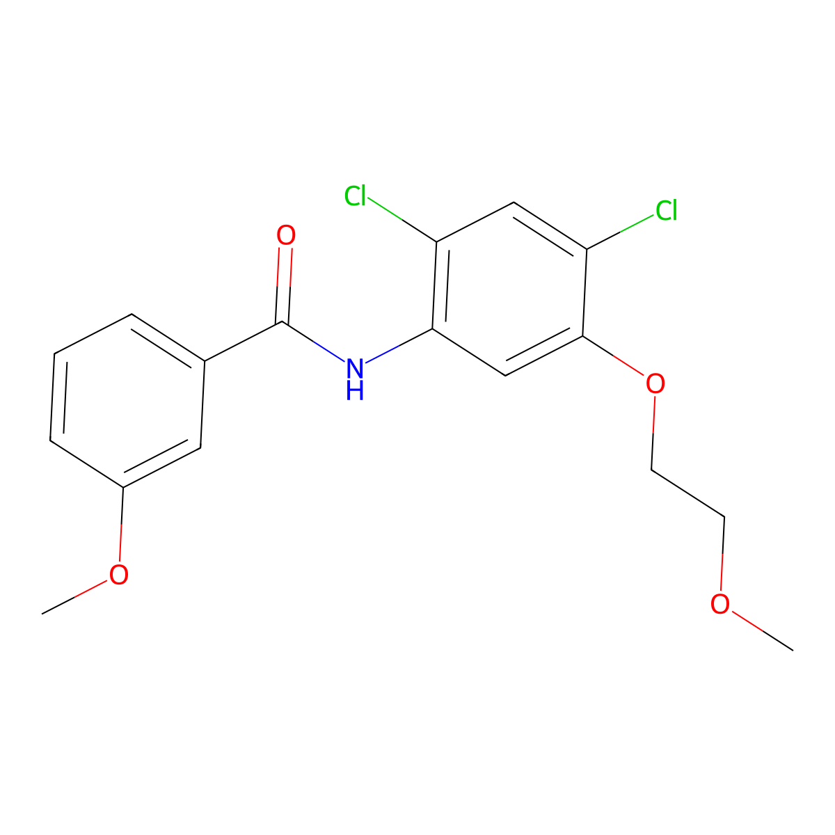 N-[2,4-dichloro-5-(2-methoxyethoxy)phenyl]-3-methoxybenzamide molecular structure, CAS 338961-32-3