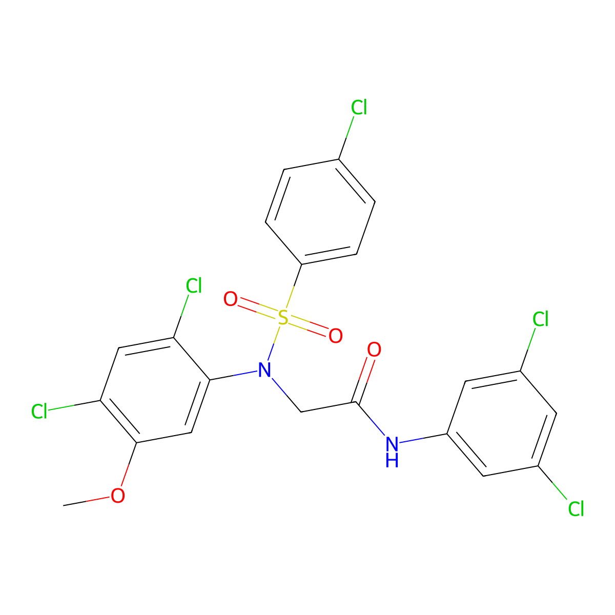 2-(N-(4-chlorophenylsulfonyl)-2,4-dichloro-5-methoxyphenylamino)-N-(3,5-dichlorophenyl)acetamide molecular structure, CAS 338961-41-4