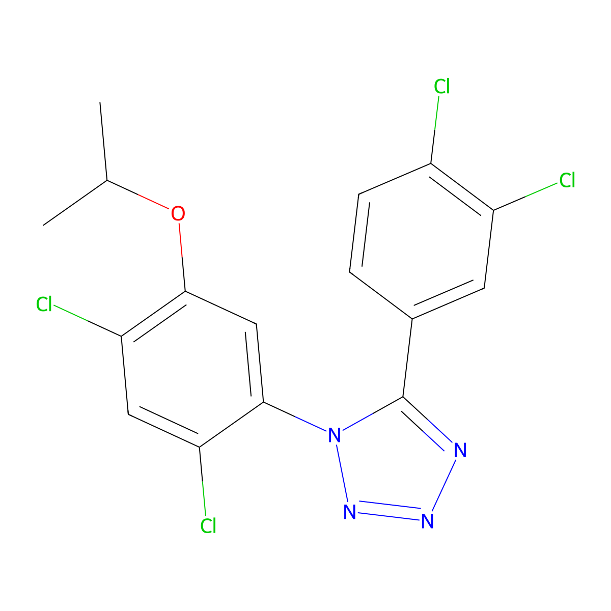 1-(2,4-dichloro-5-isopropoxyphenyl)-5-(3,4-dichlorophenyl)-1H-1,2,3,4-tetraazole molecular structure, CAS 338961-44-7