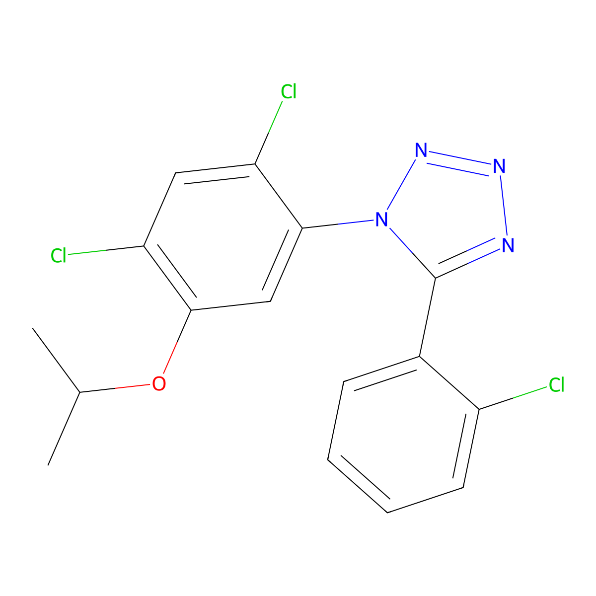 2,4-Dichloro-5-(5-(2-chlorophenyl)-1H-1,2,3,4-tetraazol-1-yl)phenyl isopropyl ether molecular structure, CAS 338961-45-8
