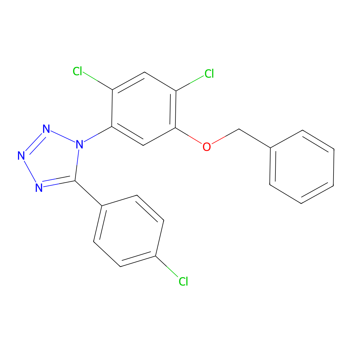 1-(5-(Benzyloxy)-2,4-dichlorophenyl)-5-(4-chlorophenyl)-1H-1,2,3,4-tetraazole molecular structure, CAS 338961-47-0