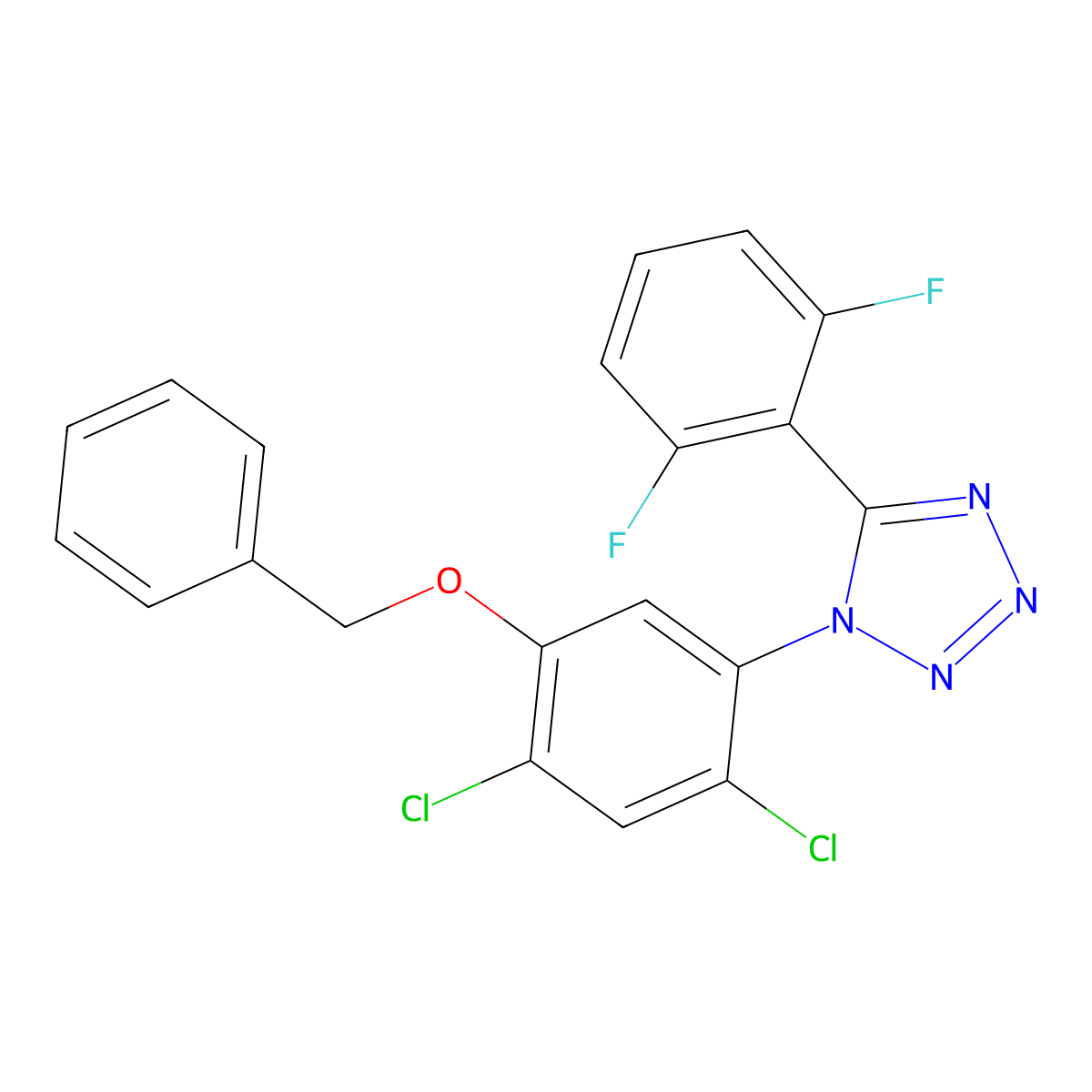 1-(5-(Benzyloxy)-2,4-dichlorophenyl)-5-(2,6-difluorophenyl)-1H-1,2,3,4-tetraazole molecular structure, CAS 338961-50-5