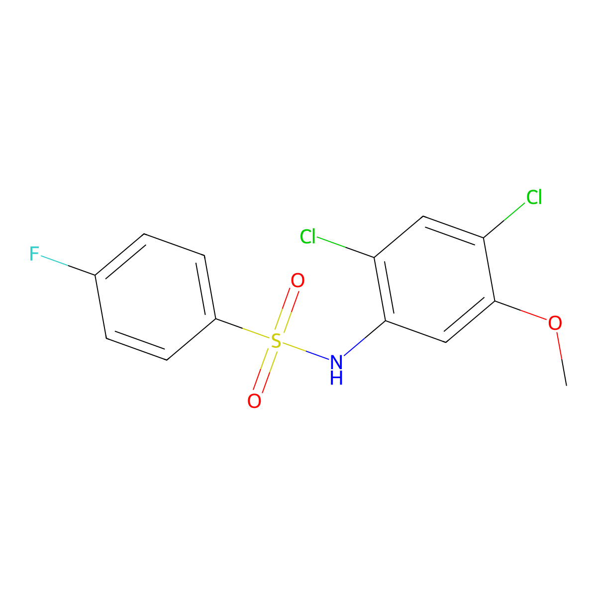 N-(2,4-dichloro-5-methoxyphenyl)-4-fluorobenzenesulfonamide molecular structure, CAS 338961-54-9