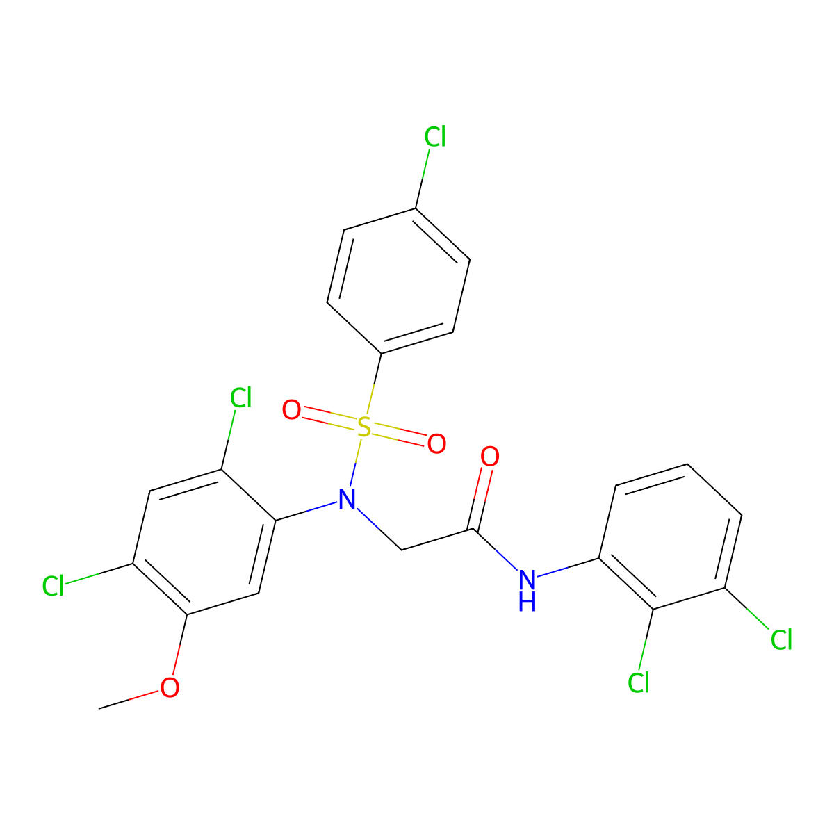 2-(N-(4-chlorophenylsulfonyl)-2,4-dichloro-5-methoxyphenylamino)-N-(2,3-dichlorophenyl)acetamide molecular structure, CAS 338961-57-2