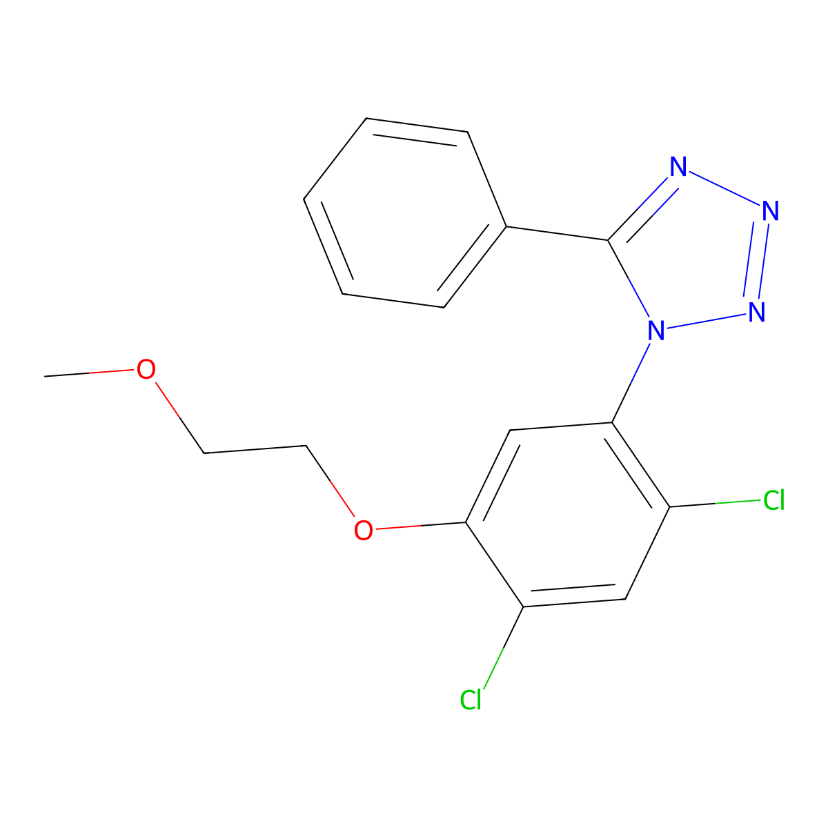 1-(2,4-Dichloro-5-(2-methoxyethoxy)phenyl)-5-phenyl-1H-1,2,3,4-tetraazole molecular structure, CAS 338961-61-8